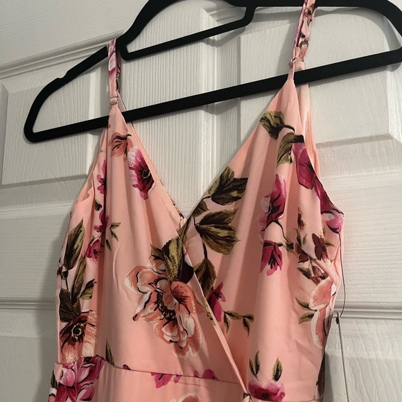 Bella Blush Pink Floral Print Maxi Dress - Summer Wedding Guest Dress - Picture 4 of 8